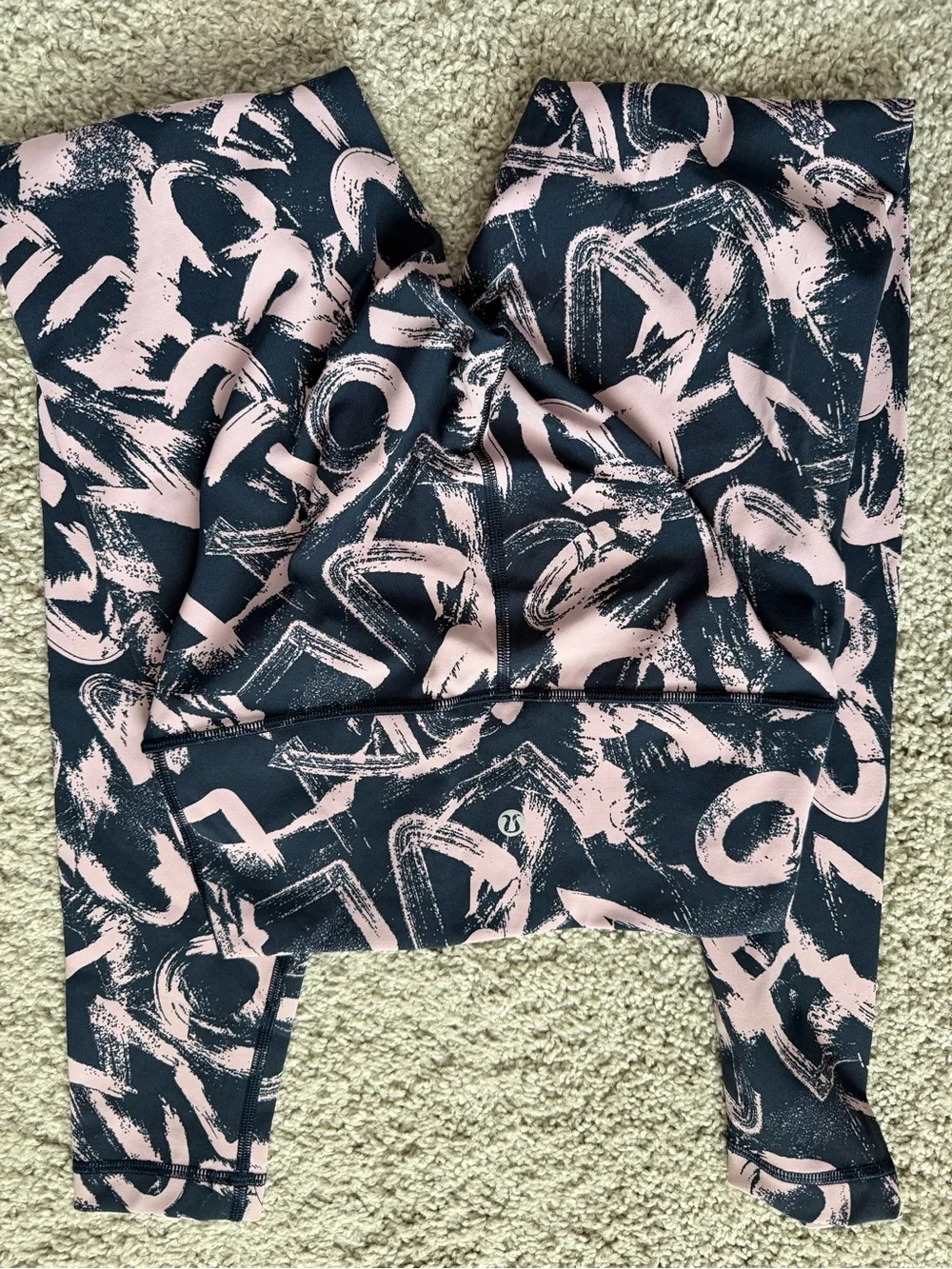 Lululemon Wunder Under High Rise 25” Leggings Navy Pink Graffiti Print - Size 4